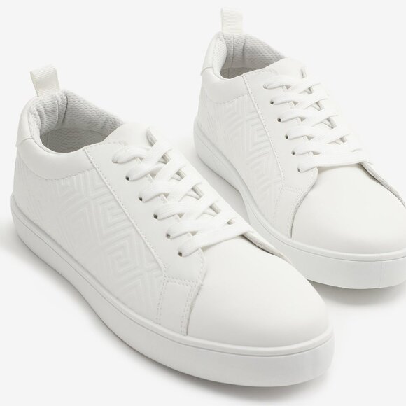 Ardene Shoes - White Embossed Motif Court Sneakers - New without tags